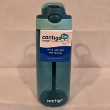 Contigo Aubrey Kids Water Bottle, Spill Proof, Easy Clean, 20 oz NEW - Teal