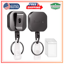 FEELSO Retractable Metal Badge Holder Reel 2 Pack w/ ID Card Holders Belt Clip