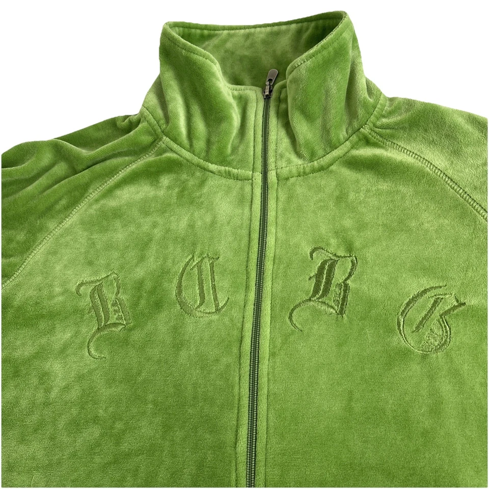 Chaqueta deportiva de terciopelo con cuello falso Maxazaria de los 90 Y2K BCBG para mujer grande verde Foto 3 de 4