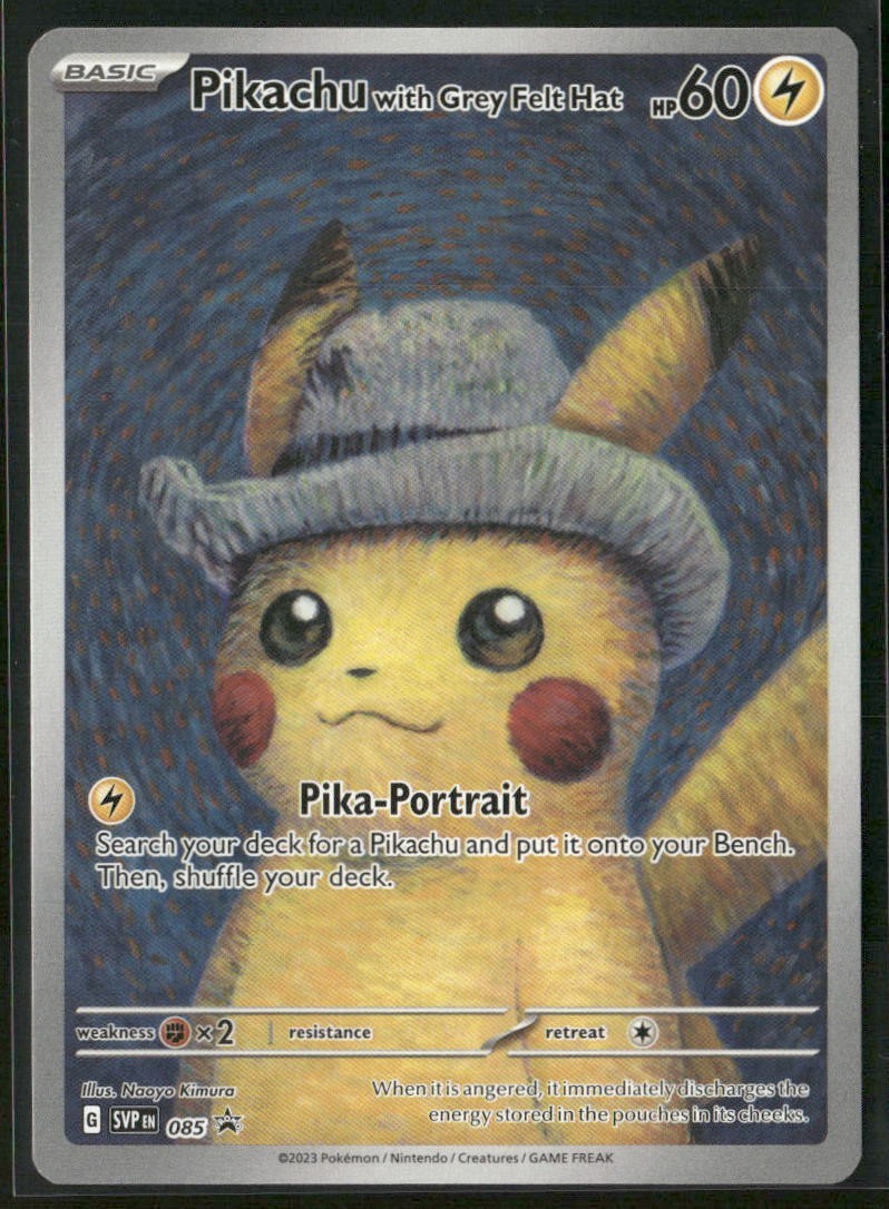 Pokemon Pikachu with Grey Felt Hat 085 Promo Van Gogh Scarlet & Violet Promo