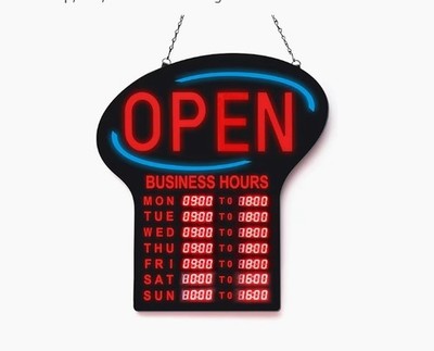 LED Open Sign for Business with Programmable Store Hours - 24x17'' Large Electron