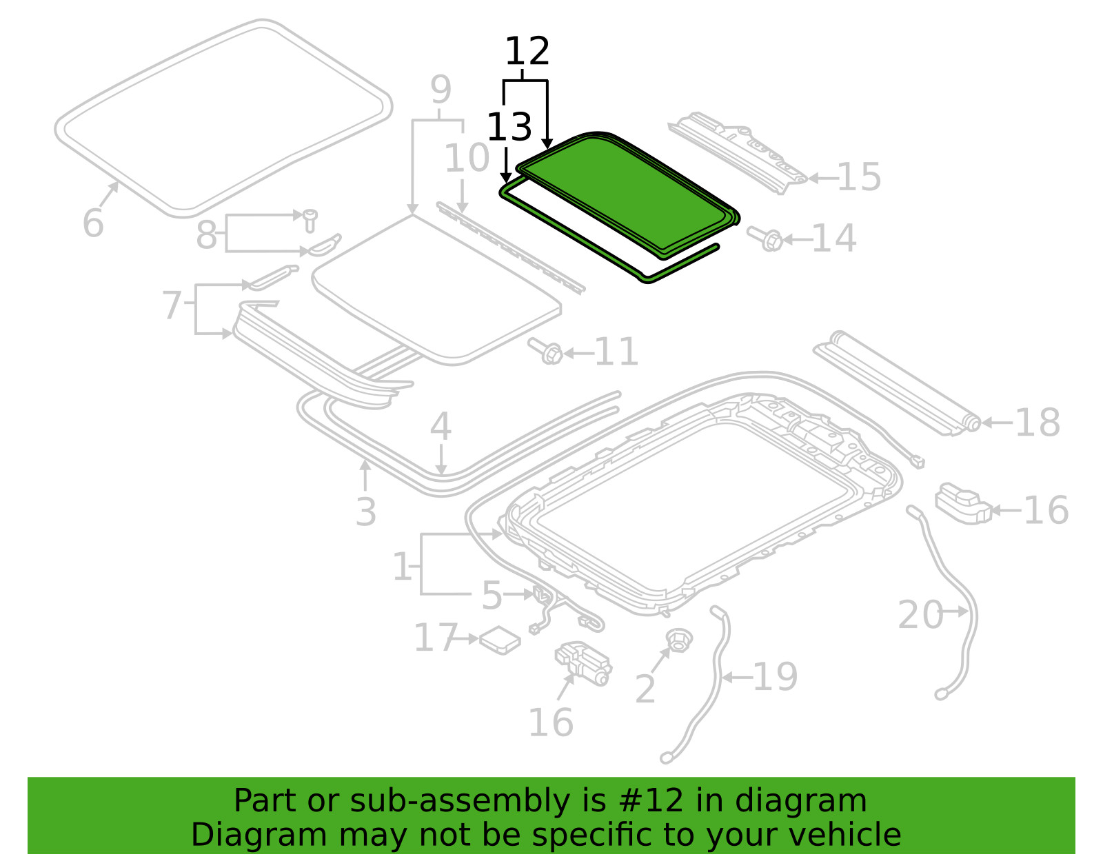 NEW OEM Lamborghini Urus Audi Q8 SQ8 RSQ8 Rear Sunroof Glass Panel 4M8877056B