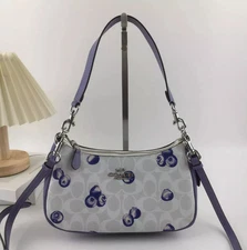 COACH Teri 2way Shoulder Bag Blueberry Print Leather Tote Style CR292 New Outlet