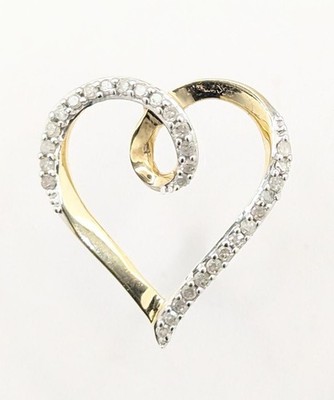 10K massives Gelbgold 1g Diamant Band Twist offenes Herz ewige Liebe Anhänger
