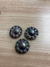 Yuma Berry Pico Concho Screw Back Hansen Western Horncap Silver Plate Antiqued