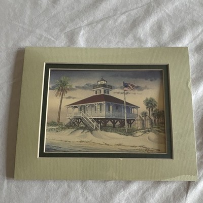 Harbour Lights Dbl Matte Lighthouse Boca Grande, FL Signed by Mark Sherman 3886