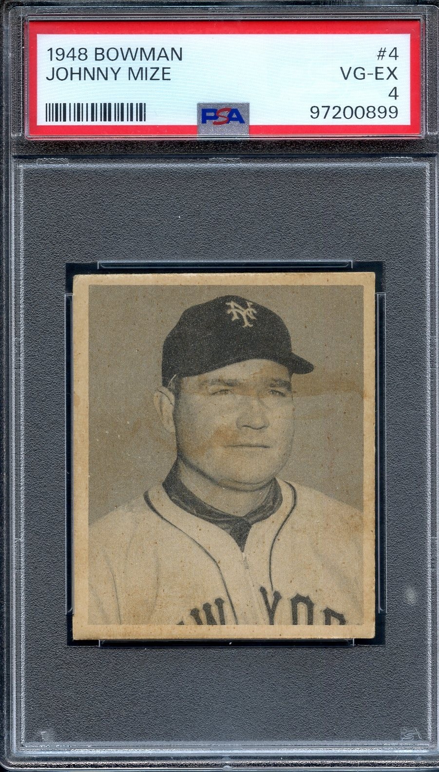 1948 Bowman #4 Johnny Mize RC PSA 4 New York Giants 0899