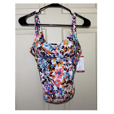 Anne Cole Women's Tankini Swim Top XS Multicolor Floral Wide Strap Stretch
