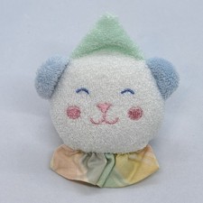 VTG Eden Terrycloth Pastel Clown Bear Stuffed Plush Baby Wrist Rattle Toy 4 T