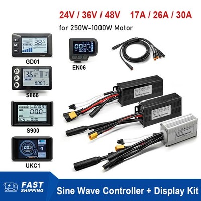 24V-48V 17A 26A 30A Sinewave Controller with LCD Display Kit for Ebike 250-1000W