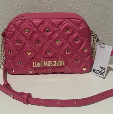 NWT Love  Moschino Nylon Eyelets Camera Bag in Fuxia
