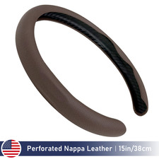 Fits Lincoln Perforated Brown Leather Steering Wheel Cover Quick Install Sporty