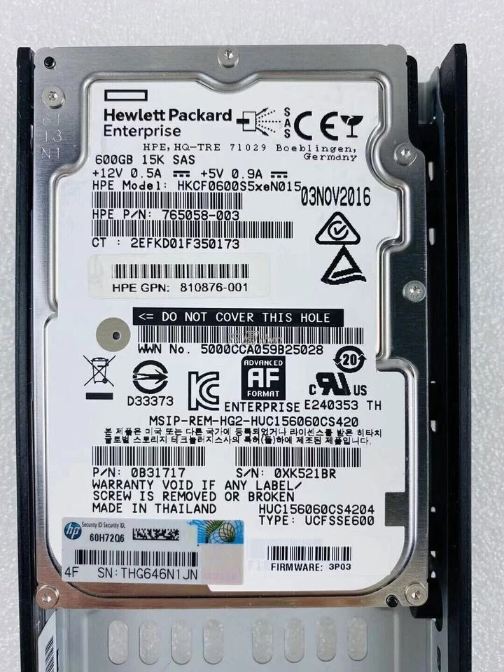 HPE 600GB 8000 3PAR K2P98B 810764-001 12Gb 15K SAS 2.5" HDD Internal Hard Disk - Image 2 of 4