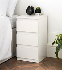 Comodino 3 cassetti Siena mobile camera da letto ampio disegno espositore - Bianco