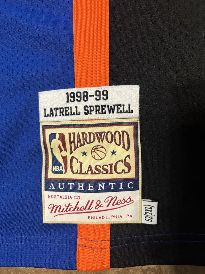 Camiseta Mitchell & Ness 1999 Knicks #8 Latrell Sprewell Finales NBA HWC Azul 52 Foto 4 de 4