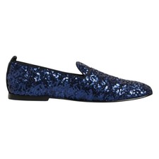 DOLCE & GABBANA Shoes Blue Sequined Loafers Slippers Men Dress EU42 / US9 870usd