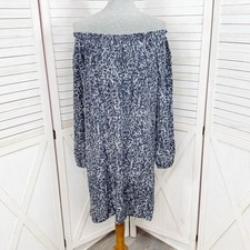 Michael Michael Kors Dress Women Small Blue Marble Print Off-Shoulder Shift