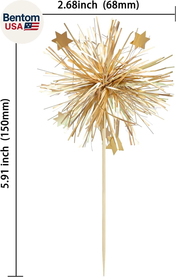 30 peças enfeites de cupcake fogos de artifício fogos de artifício enfeites de bolo de feliz aniversário enfeites brilhantes F - Imagem 2 de 4