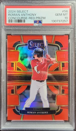 2024 PANINI SELECT ROMAN ANTHONY #56 CONCOURSE RED PRIZM /149 - PSA 10 GEM MT!