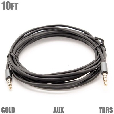 10FT AUX 3.5mm TRRS Male to Male Audio & Mic Microphone Cable Auxiliary Gold