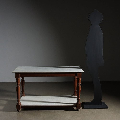Mesa de Trabajo Antigua Mármol Blanco Italia Siglo XX - Imagen 2 de 11