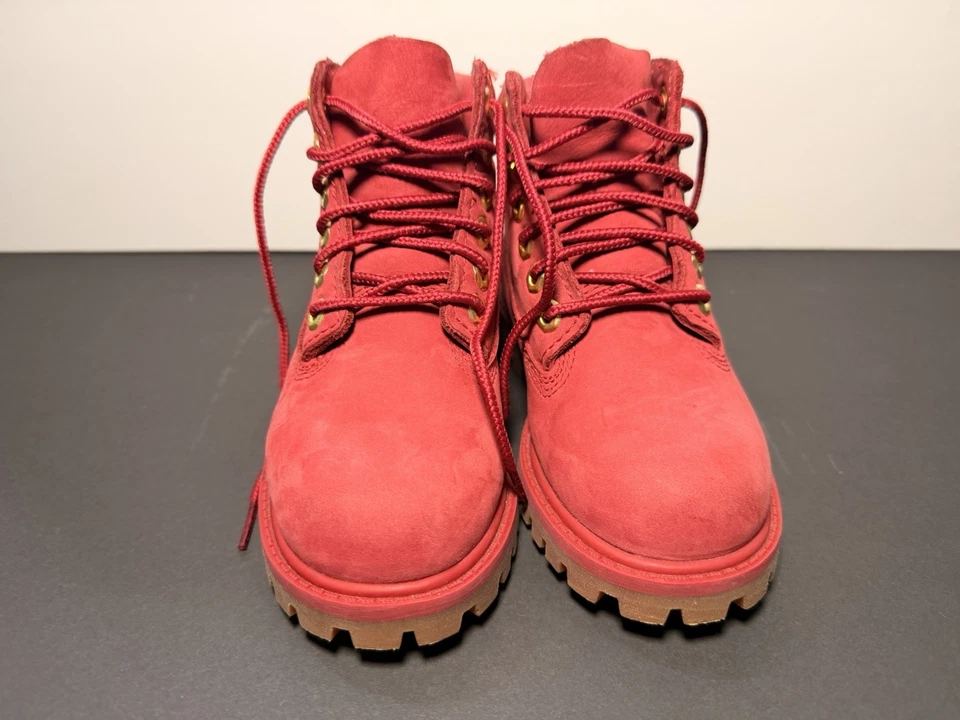 Timberland Niños 6" En Botas Premium Rojo Nubuck Clásico Niño Pequeño Talla 9 EE. UU. Foto 4 de 4