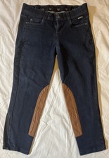 Kerrits Riding Pants Women Stretch Blue Denim Knee Patch Equestrian Breeches-L