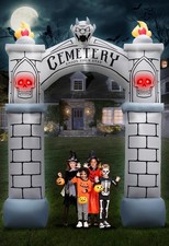 10FT Halloween Inflatables Haunted Cemetery Archway, 10FT Cemetery Archway