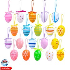 20 Pieces Colorful Plastic Easter Eggs Hanging Ornaments