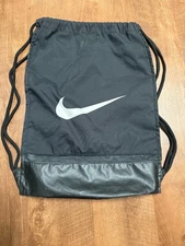 NIKE DRAWSTRING GYM MEN'S ATHLETIC BAG WITH SIDE ZIPPER BLACK - JUST DO IT