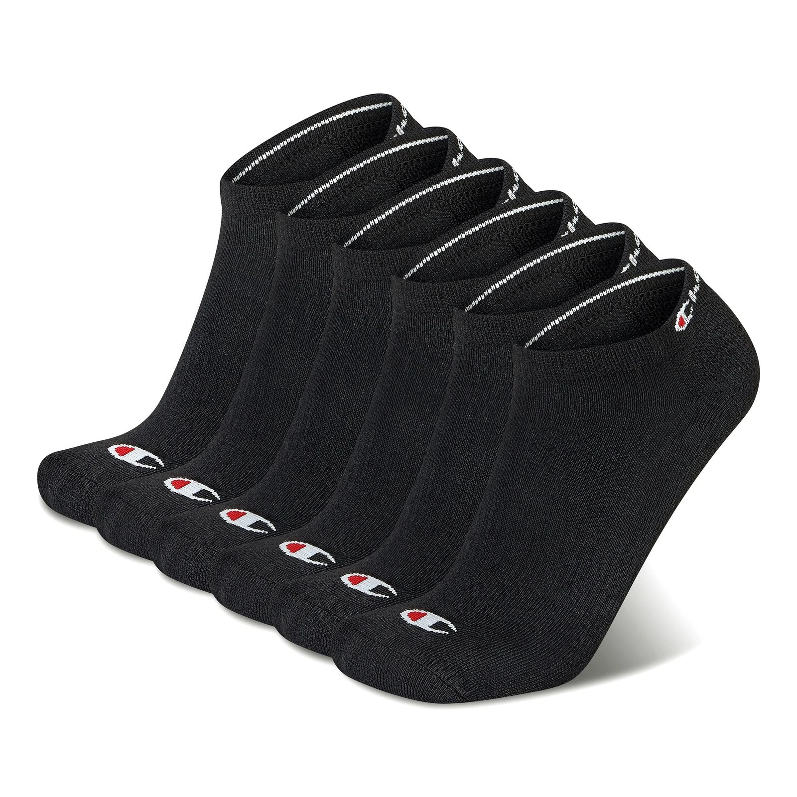 6PK MENS CUSHION LOW CUT 6-12, Black Toe Logo