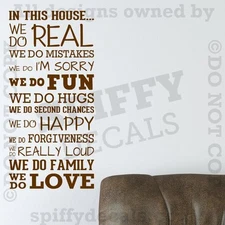 IN THIS HOUSE FAMILY WE DO LOVE FUN REAL V3 Quote Vinyl Wall Decal Decor Sticker