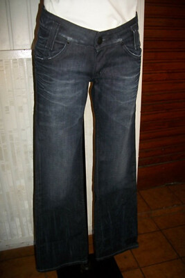 LEE Jeans Bootcut dunkelblau verwaschen getragen Stretch W28 L33 38 Low Waist