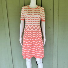 TRINA TURK Salmon White Knit Ombre Chevron Dress Medium M