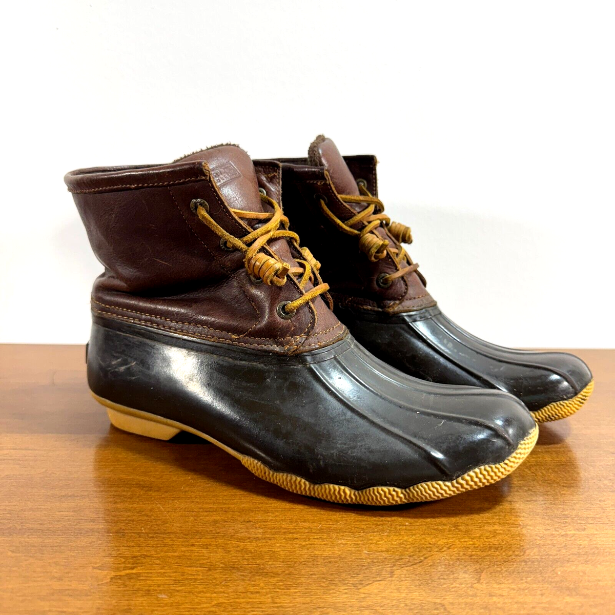 Sperry Top Sider Women's Size Waterproof Rubber Duck Boots Brown Zip