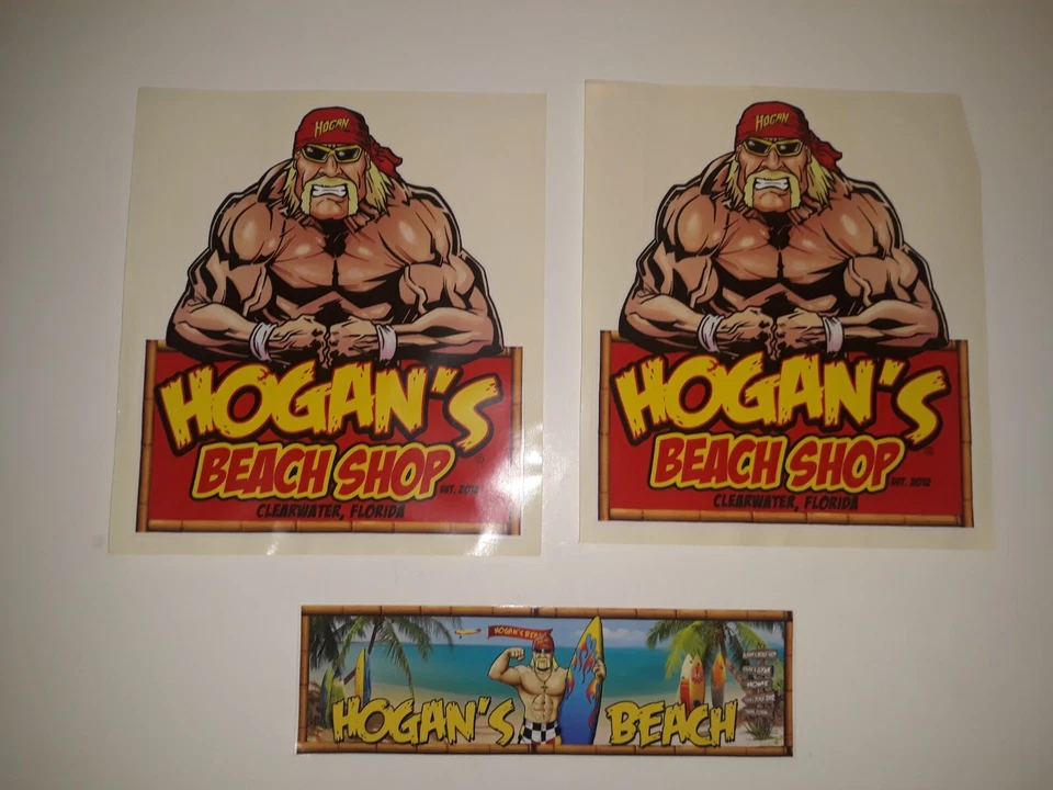 Paquete de 3 calcomanías adhesivas de restaurante Hulk Hogan's Beach Shop y Hogan's Beach Foto 3 de 4