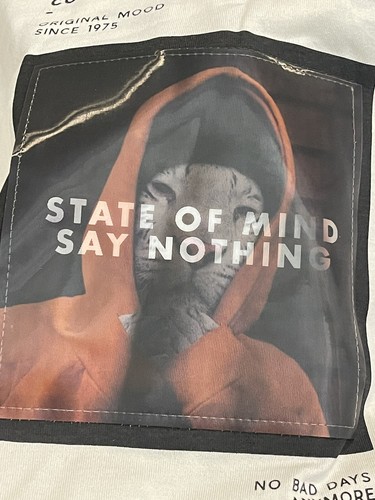 Zara Hologram Shirt Boys Size 13-14 Cream Long Sleeve Snow Tiger - Picture 2 of 5