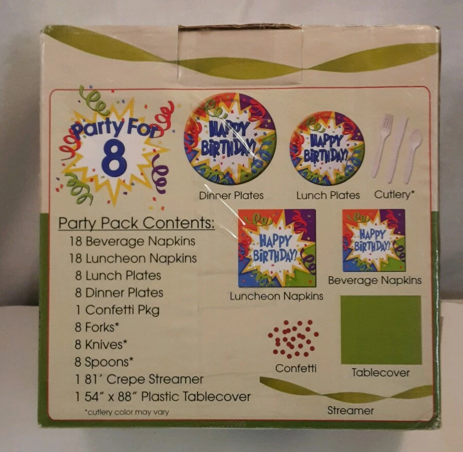 Creative Converting Complete Happy Birthday Party For 8 Place Settings + Extras - Image 2 of 3
