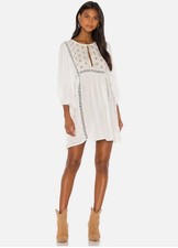 Free People Charlotte Tunic Dress Size Small Swiss Dot Embroidered Ivory Boho !