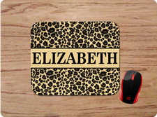 LEOPARD ANIMAL PRINT W/ NAME CUSTOM MOUSE MOUSE PAD HOME OFFICE DECOR GIFT