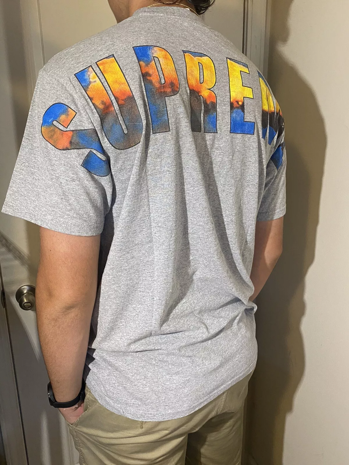 Supreme Crash Tee Back Graphique Gris Bruyère Authentique Streetwear Skate