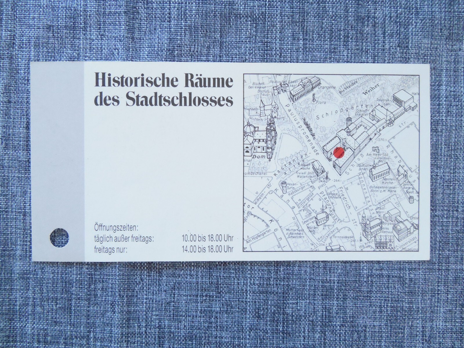 Vintage Admission Ticket Stadtschloss Castle Palace Tour Fulda Germany