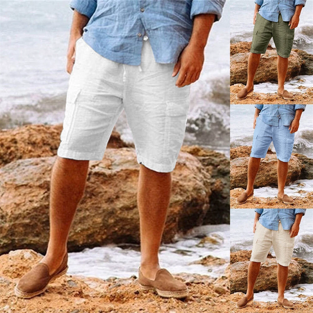 Men Linen Shorts Outdoor Casual Sport Summer Short Pants
