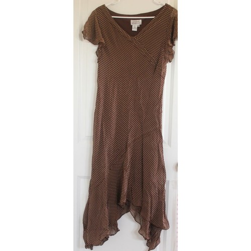 Vintage 90s Y2k Brown Silk Dress Polka Dot Sexy Grunge Romantic Wedding Guest 16 - Bild 1 von 12