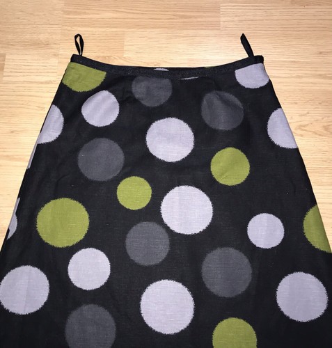LAURA ASHLEY Dark Grey Polka Dot A-Line Knee Length Linen Cotton Skirt UK 12 - Picture 2 of 10