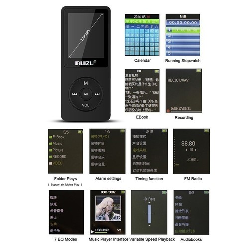 16 GB 8G 4G RUIZU X02 Sport Mini Pérdida HIFI MP3 Reproductor de Música Grabadora Radio FM - Imagen 11 de 18