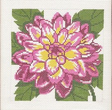 Rose Dahlia Flower Series on 12 Mesh handpainted Needlepoint Canvas by LEE