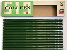 12 VINTAGE COLLEEN PENCILS: COMPLETE BOX OF "No.519" H - MADE IN JAPAN - UNUSED