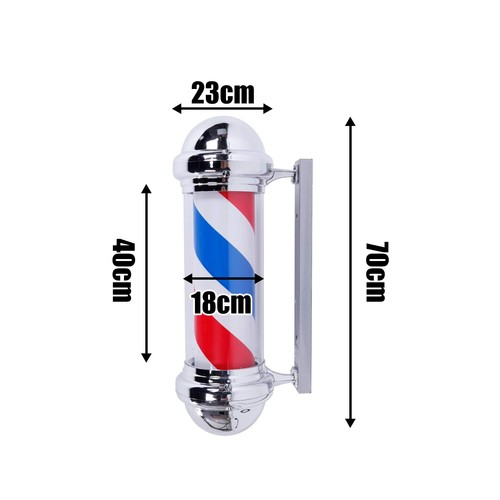 70 cm Barber Pole Light Red White Blue Stripes Rotating Metal Hair Salon Sign M - Picture 2 of 11