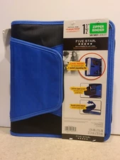 Five Star Zipper Binder 1.5" 500 Sheet Zipper Pocket Durable Interior BLUE NEW